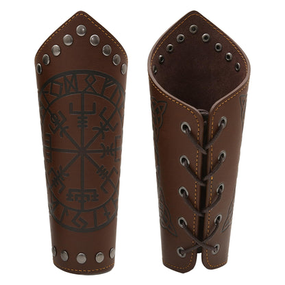 GelConnie Leather Gauntlet Wristband Viking Leather Arm Guard Medieval Armor Bracers Leather Armband Wrist Guards Cosplay Black Leather Bracers