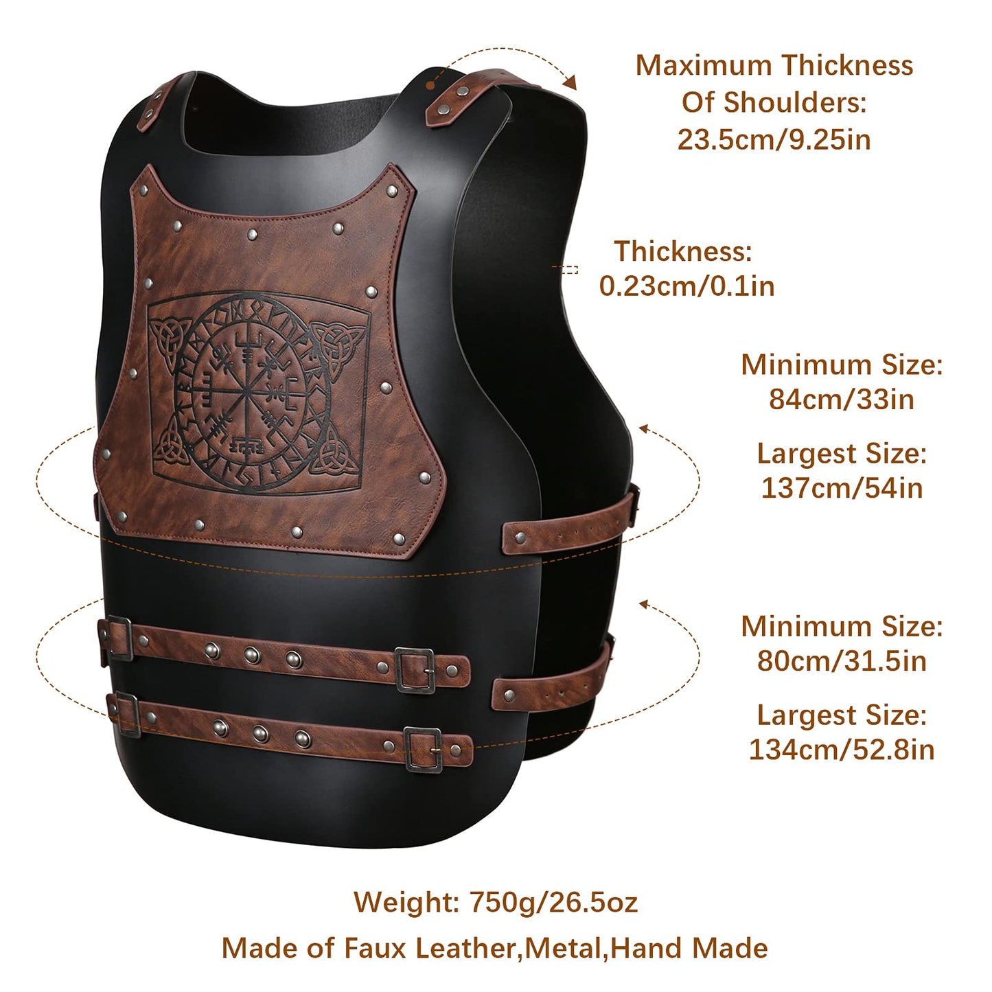 HZMAN Viking Warrior Chest Armor Medieval PU Leather Vest