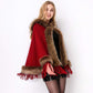 Faux Fur Shawl Wrap Stole Capelet Bridal Winter Wedding with Hook Hooded-black