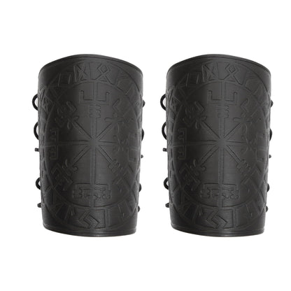 GelConnie Leather Gauntlet Wristband Viking Leather Arm Guard Medieval Armor Bracers Leather Armband Wrist Guards Cosplay Black Leather Bracers