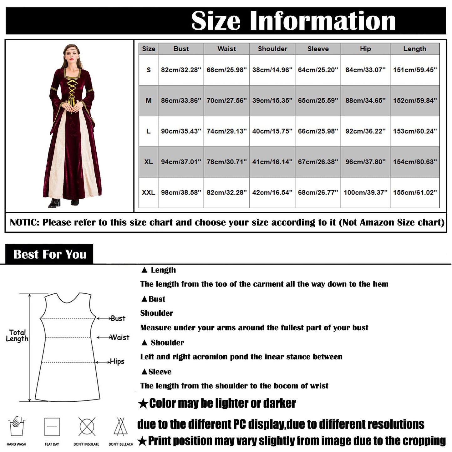 Wine Gothic Witch Medieval Wedding Dress Renaissance Dress for Women