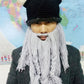 YEKEYI Viking Beard Beanie Horn Hat Winter Warm Mask Knitted Wool Funny Skull Cap One Size Horn Brown