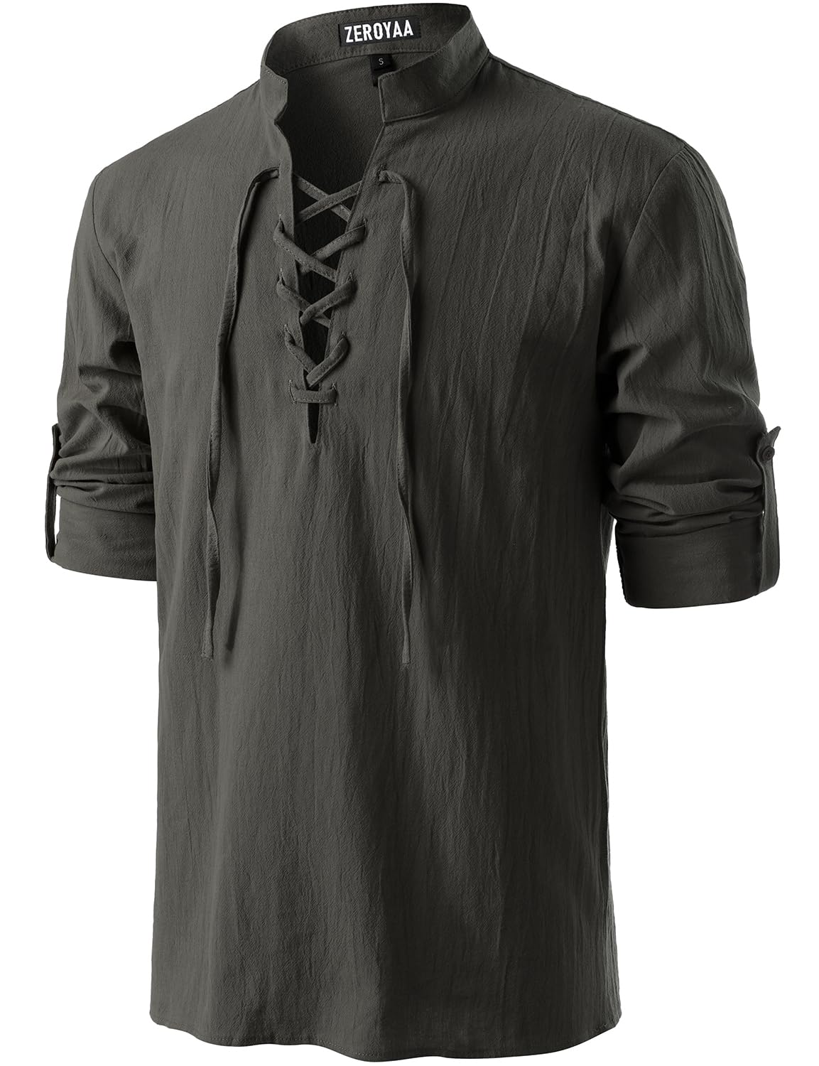 Men's Medieval Vintage Long Sleeve Lace Up Shirt