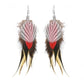 Punk Vintage Long Tassel Feather Beads Drop Wolf Tooth Pendant Earring Fish Hook Earrings Brown A