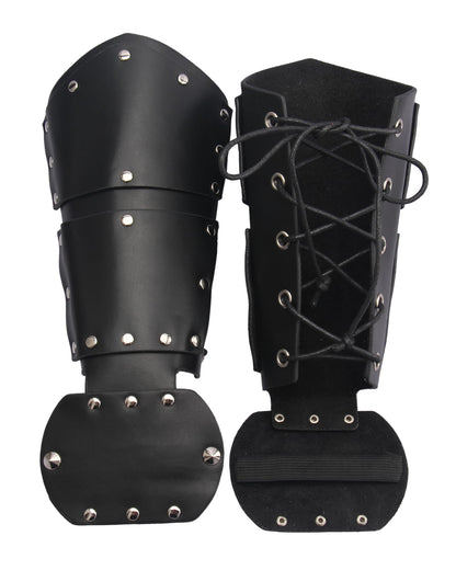 Leather Gauntlet Wristband Medieval Bracers Viking Wrist Guards Archery Guards Bracers Wide Arm Armor Cuff for Women Men 2PCS Knight Wrist Bracers
