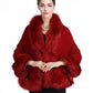 Faux Fur Shawl Wrap Stole Capelet Bridal Winter Wedding with Hook Hooded-black