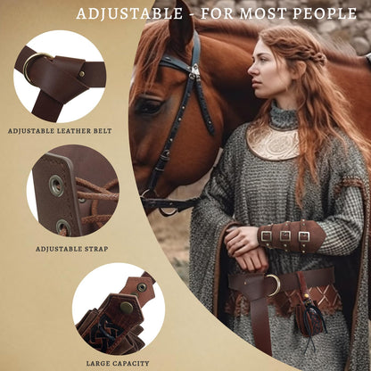 SMARCH Medieval Viking Leather Arm Guards for Men Renaissance Renaissance Viking Pirates Cosplay Costume Accessories for Halloween Parties, LARP and Ren Faire Cosplay (Brown) Arm Guards Brown