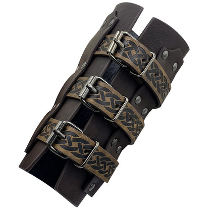 JAOYU Leather Bracer Medieval Vambrace Wrist Armor Arm Cuff Viking Arm Guard Leather Gauntlet Wristband LARP Accessories 2PCS Jyph060-brown