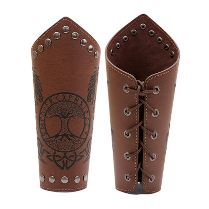 JAOYU Leather Bracer Medieval Vambrace Wrist Armor Arm Cuff Viking Arm Guard Leather Gauntlet Wristband LARP Accessories 2PCS Jyph060-brown
