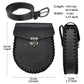 Medieval Viking Embossed O Ring Belt with Nordic Embossed Belt Bag