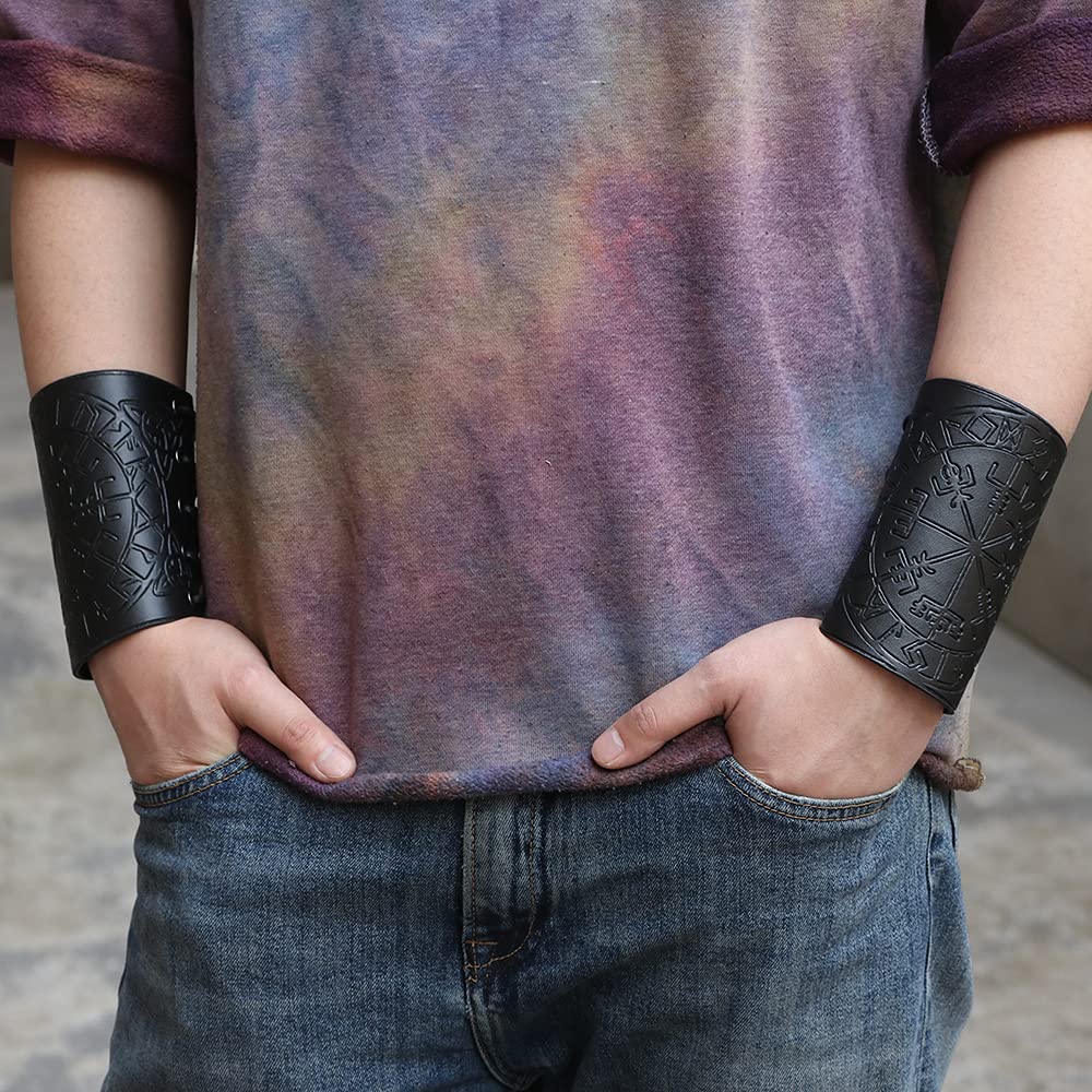 JAOYU Leather Bracers Arm Armor Viking Cuffs