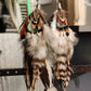 Punk Vintage Long Tassel Feather Beads Drop Wolf Tooth Pendant Earring Fish Hook Earrings Brown A