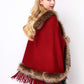 Faux Fur Shawl Wrap Stole Capelet Bridal Winter Wedding with Hook Hooded-black