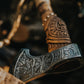 AX-7000 Custom Gift Forged Carbon Steel Viking Axe with Rose Wood Shaft, Viking Bearded Camping Axe (AX-7000) (AX-7000) AX-7000