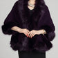 Faux Fur Shawl Wrap Stole Capelet Bridal Winter Wedding with Hook Hooded-black