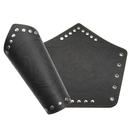 GelConnie Leather Gauntlet Wristband Viking Leather Arm Guard Medieval Armor Bracers Leather Armband Wrist Guards Cosplay Black Leather Bracers