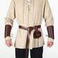 Jeyiour Men's Renaissance Costume Set Medieval Shirt Pirate Outfit Cosplay Viking Ankle Pants Belt Pouch Armband Beige Large