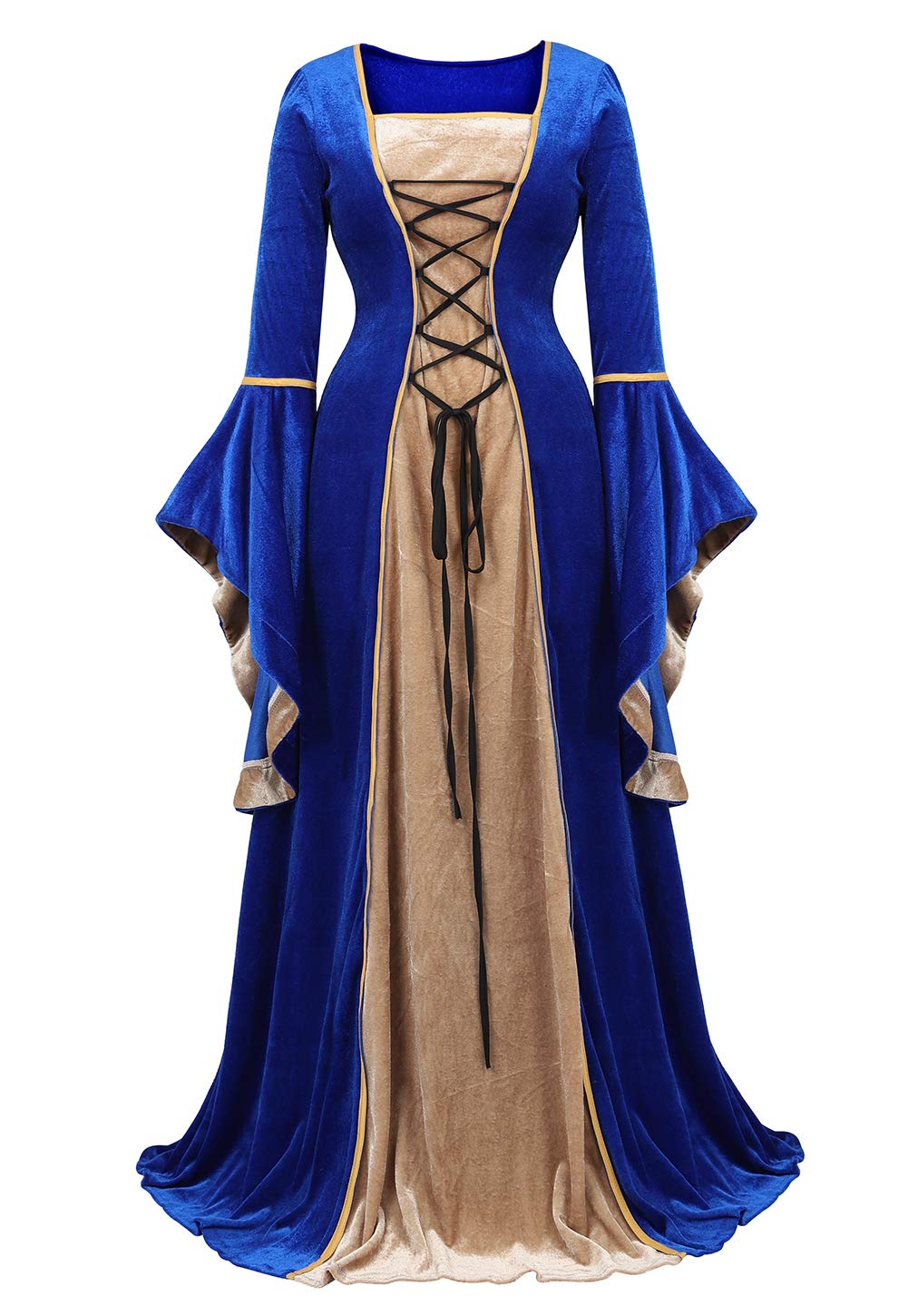 Black Women's Medieval Renaissance Costume Velvet Queen Dresses