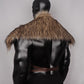 L'VOW Men's Viking Fur Collar Medieval Renaissance Wrap King Warrior Cape Shawl Halloween LARP Winter Cosplay Costume Brown-1