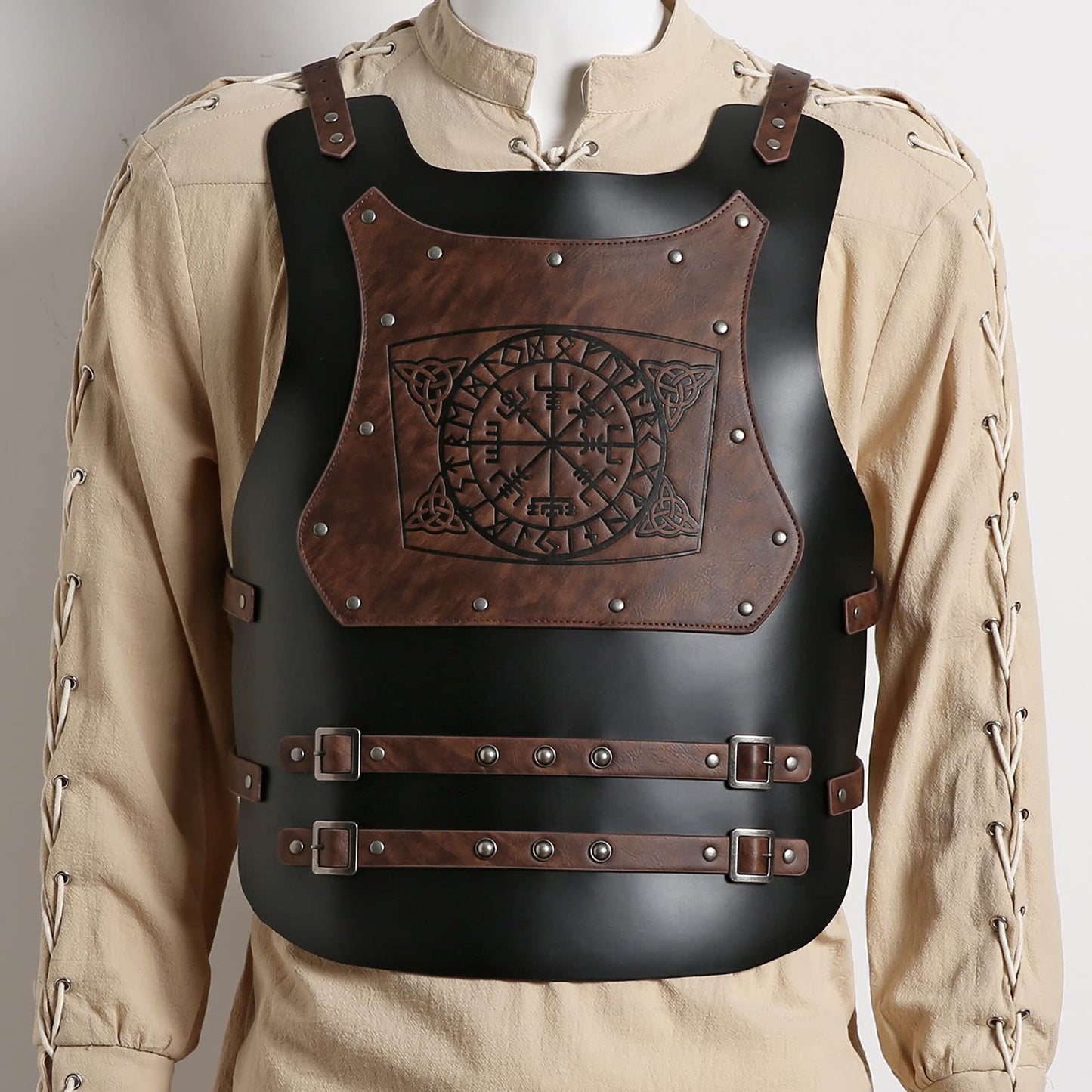 HZMAN Viking Warrior Chest Armor Medieval PU Leather Vest