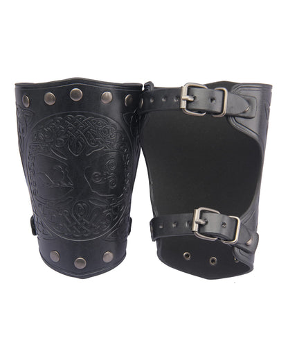 GelConnie Leather Gauntlet Wristband Viking Leather Arm Guard Medieval Armor Bracers Leather Armband Wrist Guards Cosplay Black Leather Bracers