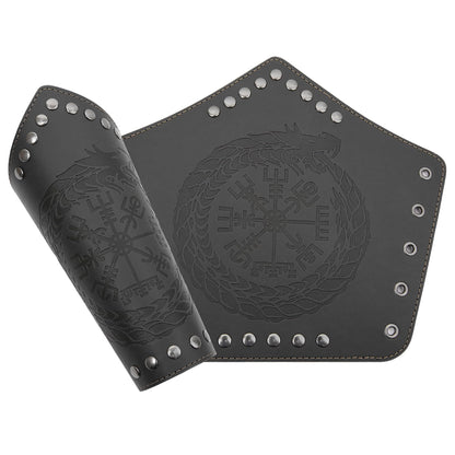 Leather Gauntlet Wristband Medieval Bracers Viking Wrist Guards Archery Guards Bracers Wide Arm Armor Cuff for Women Men 2PCS Knight Wrist Bracers