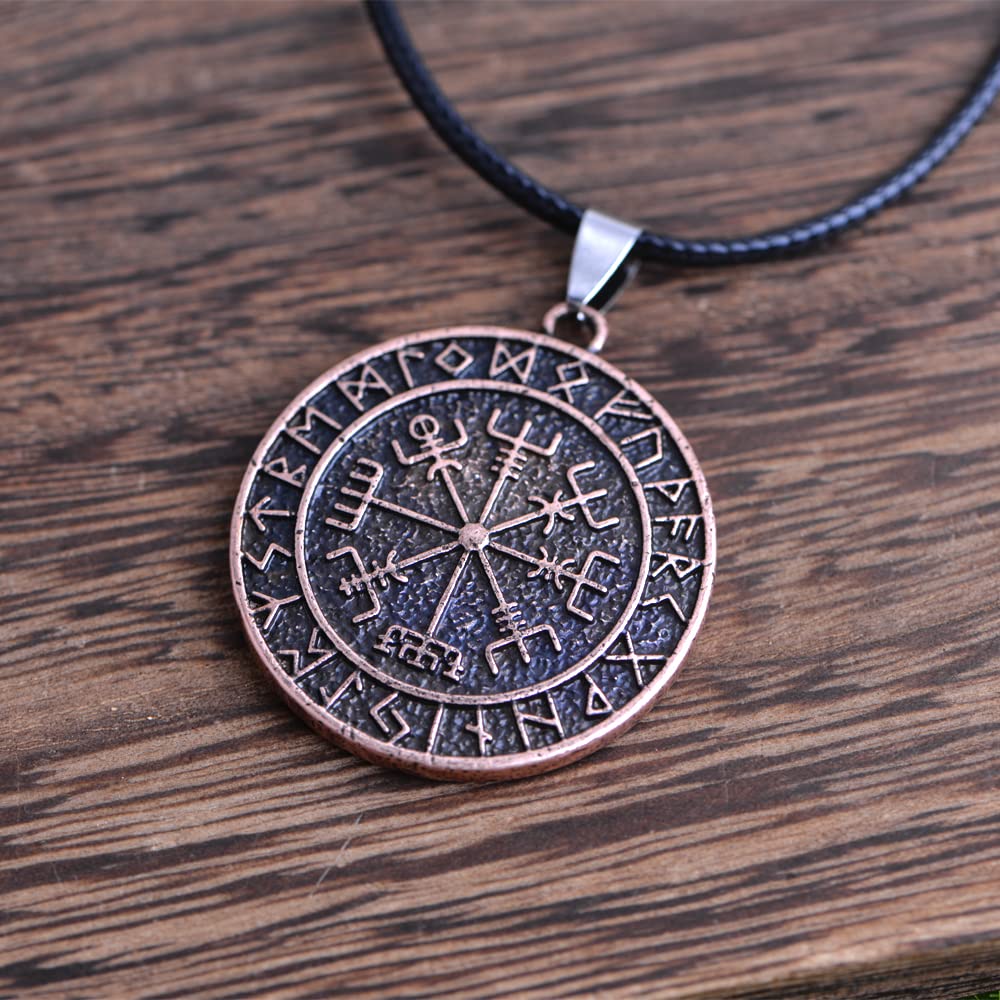 LANGHONG 1PCS Norse Viking Necklace For Men Compass Vegvisir Necklace Original Talisman Jewelry Antique Silver