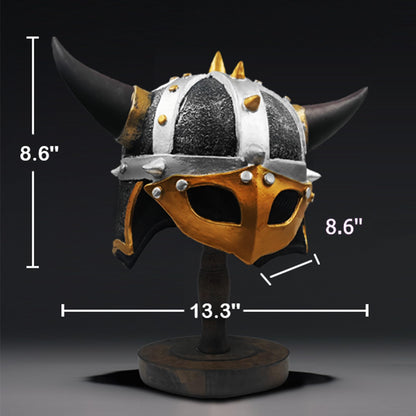 EUROSUN Middle Ages Knight Soldier Warrior Costume Helmet with Mask Viking Age Horned Viking Helmet Berserker Weapon Costume Hat Sallet Adult for Halloween Cosplay LARP Unisex 13.3'' W