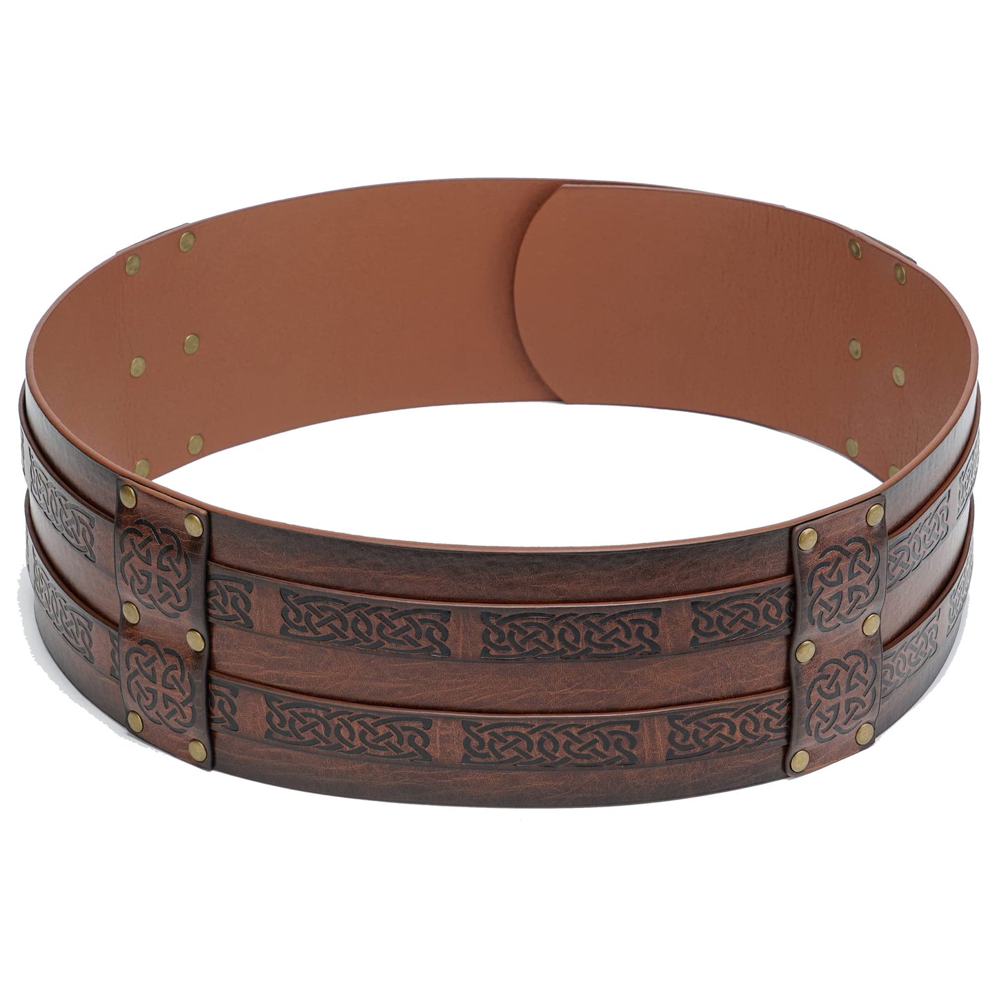 Knotwork Embossed Viking Wide Belt Double-Buckle Thane's Belt