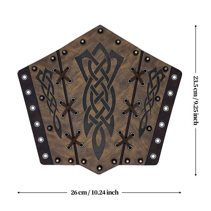HiiFeuer Medieval Embossed Arm Bracers, Retro Faux Leather Knight Arm Gauntlets, Vintage Renaissance Arm Guards Brown C