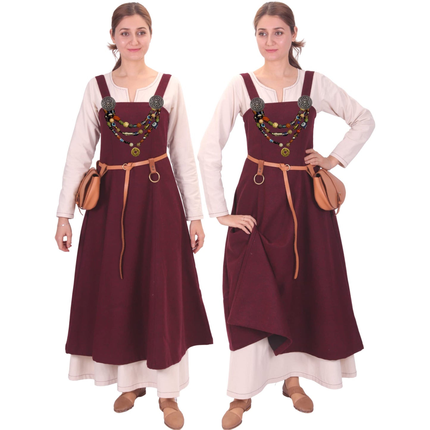 Wool Viking Apron Overdress with Laced Back