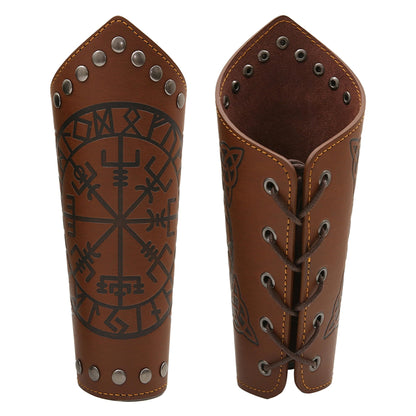 GelConnie Leather Gauntlet Wristband Viking Leather Arm Guard Medieval Armor Bracers Leather Armband Wrist Guards Cosplay Black Leather Bracers