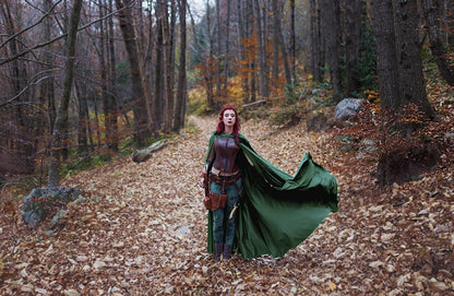 HOMELEX Black Witch Velvet Cloak Halloween Maleficent Hooded Cape Queen King Robe Outfit Renaissance Medieval Costume Green