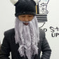 YEKEYI Viking Beard Beanie Horn Hat Winter Warm Mask Knitted Wool Funny Skull Cap One Size Horn Brown