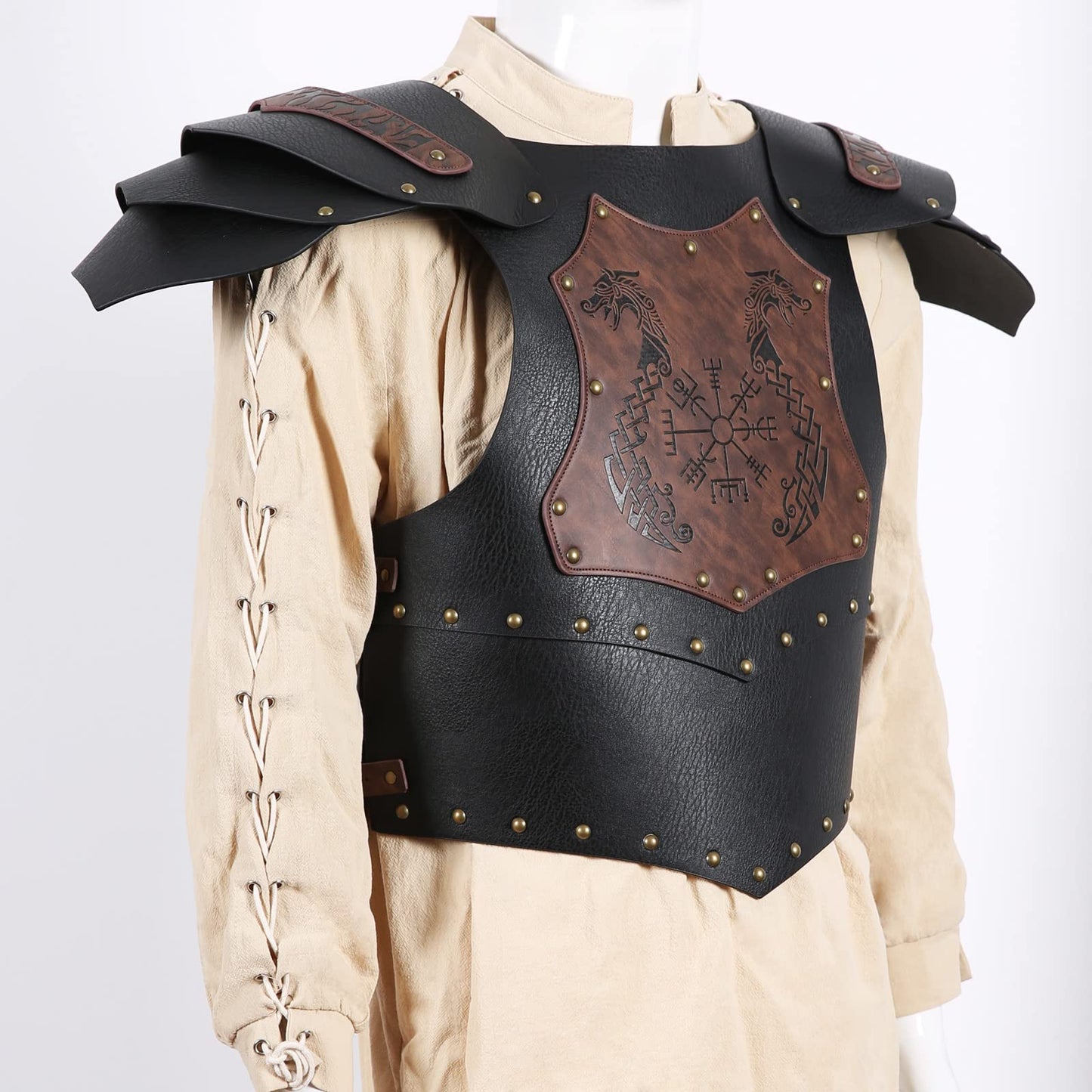 HZMAN Viking Warrior Chest Armor Medieval PU Leather Vest