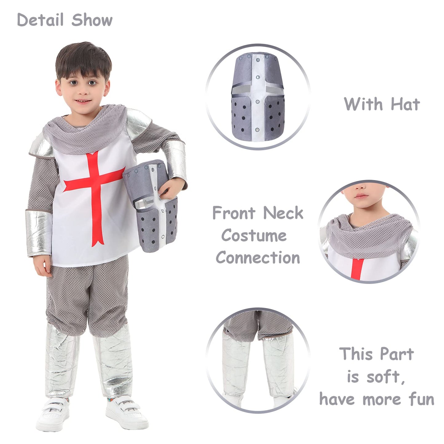 Funivals Boys Costume for Halloween Carnival，Boy Suit Role Play with Accessories Medium Viking Warrior