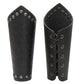 GelConnie Leather Gauntlet Wristband Viking Leather Arm Guard Medieval Armor Bracers Leather Armband Wrist Guards Cosplay Black Leather Bracers
