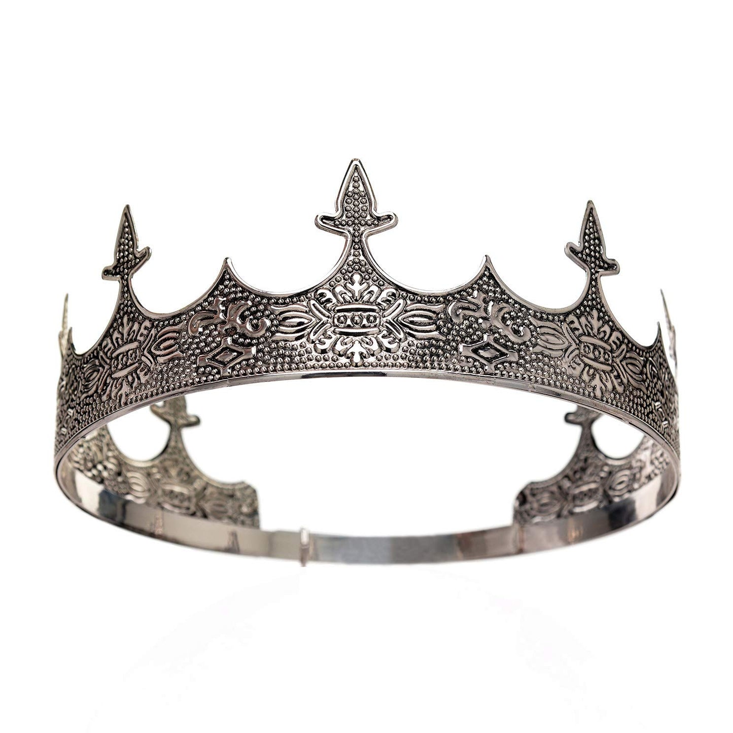 SWEETV King Crown for Men - Royal Men's Crown Prince Tiara for Wedding Birthday Prom Party Halloween Decorations, Alexander Antique Silver