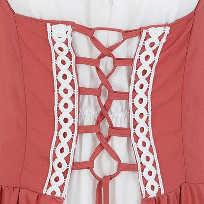 Pink Long Sleeve Irish Renaissance Dress Women's Pirate Costume