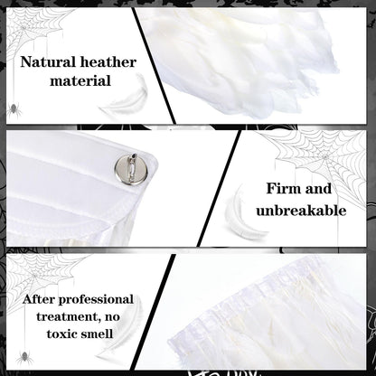 Ramede 4 Pcs Feather Epaulet Shrug Shoulder Strap Feather Cape for Bride Wedding Valentine's Day Angel Costumes Party Gift Black Feather With Beads