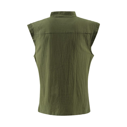 Mens Medieval Renaissance Pirate Costume Sleeveless Lace-up