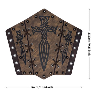 HiiFeuer Medieval Embossed Arm Bracers, Retro Faux Leather Knight Arm Gauntlets, Vintage Renaissance Arm Guards Brown C