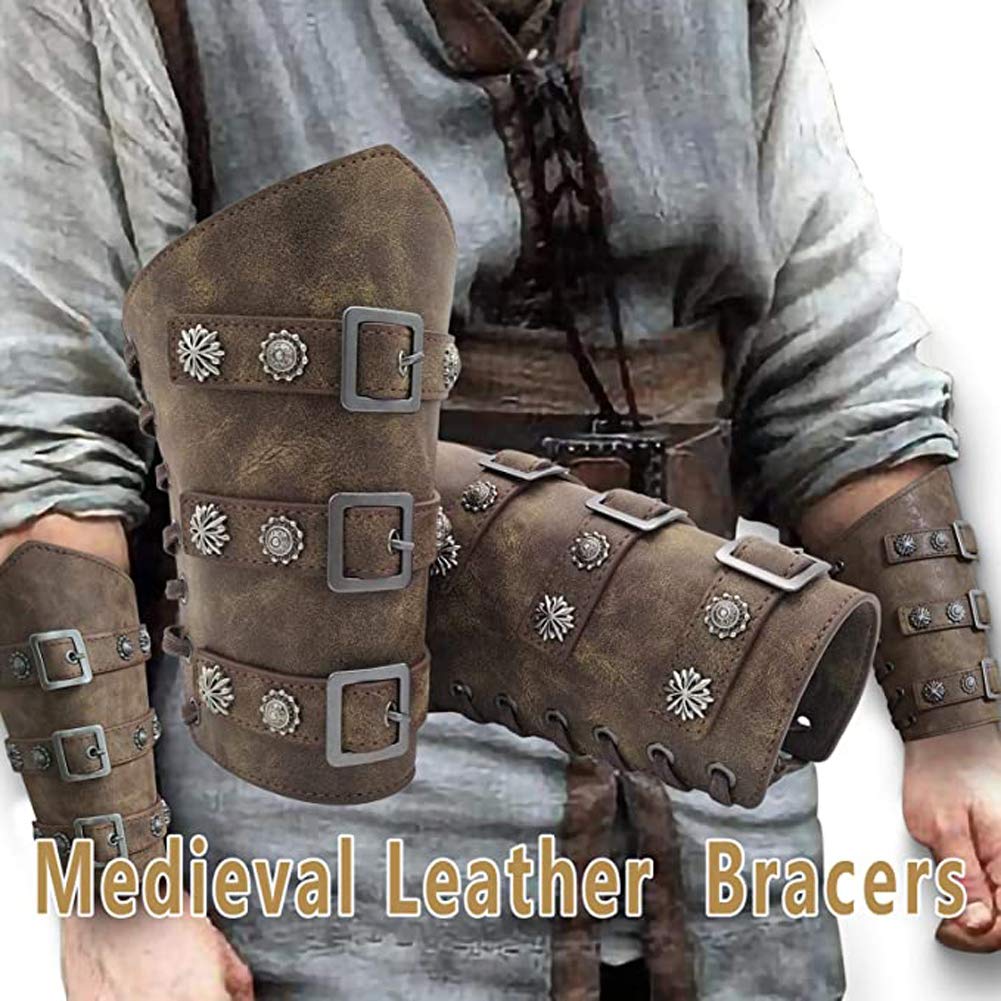 Jeilwiy Viking Bracers Medieval Leather Bracers