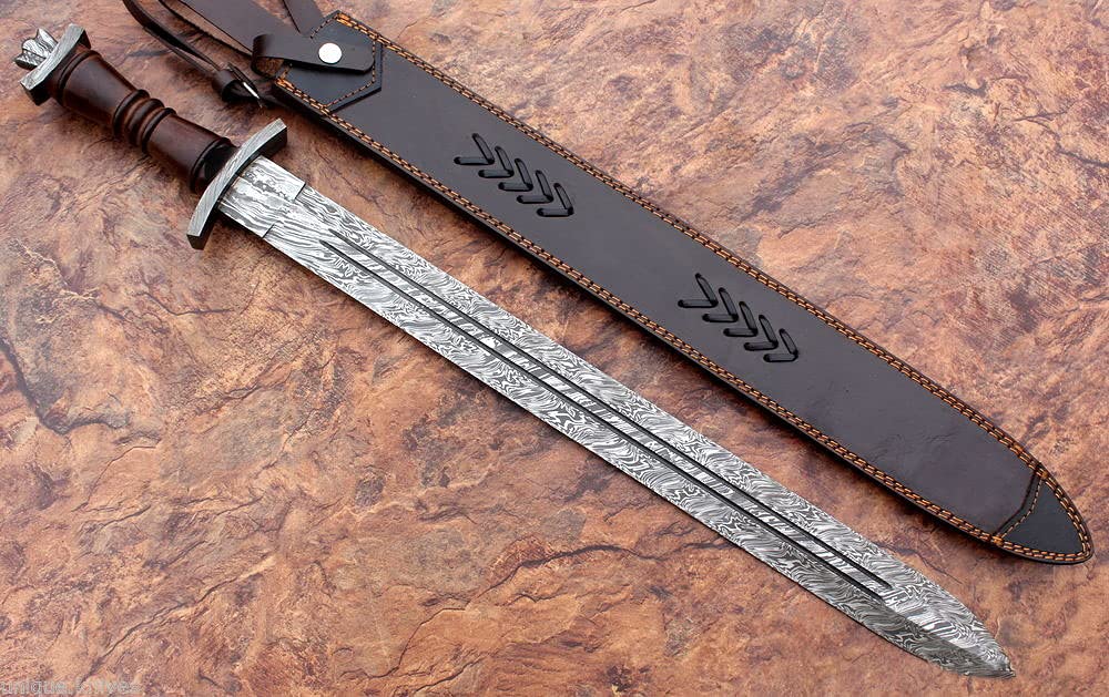 Custom Hand Forged Damascus Steel Swiss Dagger Sword