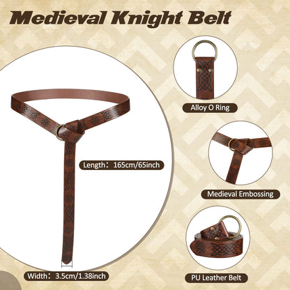 2 Pcs Medieval Viking Belt Leather Belt Pouch Renaissance Leather Belt Medieval Bag Renaissance Accessories Brown Fancy