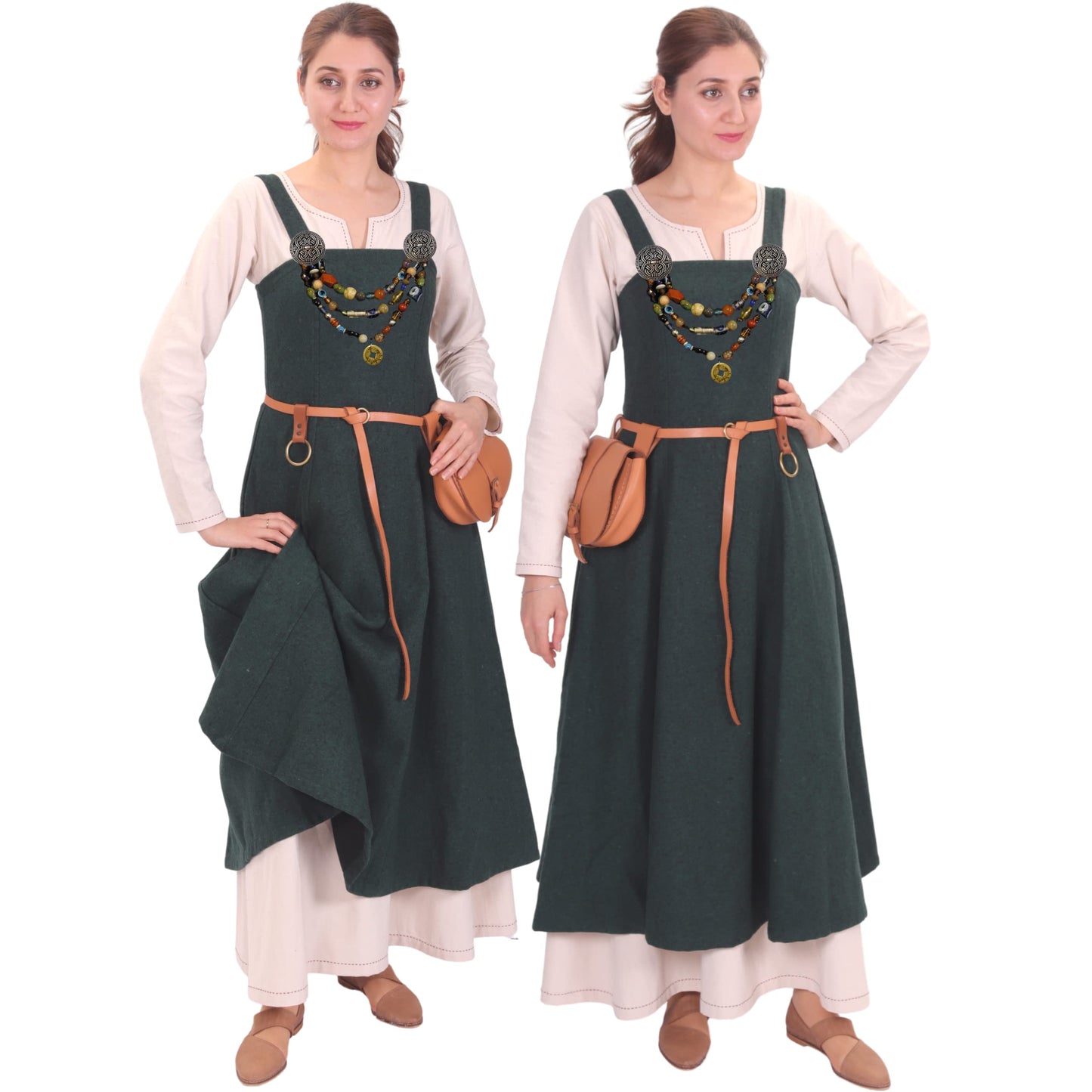 Wool Viking Apron Overdress with Laced Back