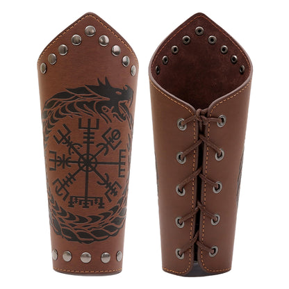 JAOYU Leather Bracer Medieval Vambrace Wrist Armor Arm Cuff Viking Arm Guard Leather Gauntlet Wristband LARP Accessories 2PCS Jyph060-brown