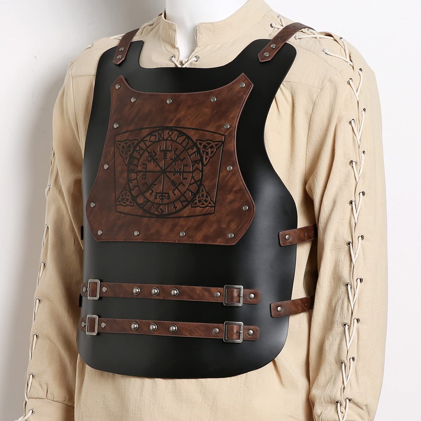 HZMAN Viking Warrior Chest Armor Medieval PU Leather Vest