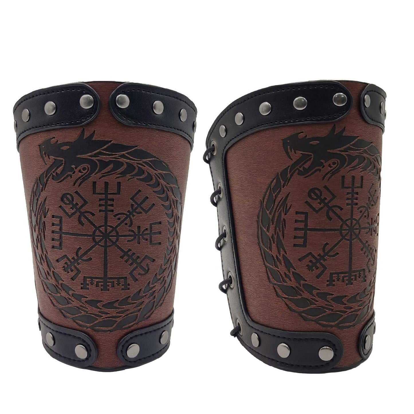 JAOYU Leather Bracers Arm Armor Viking Cuffs