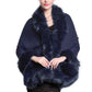 Faux Fur Shawl Wrap Stole Capelet Bridal Winter Wedding with Hook Hooded-black